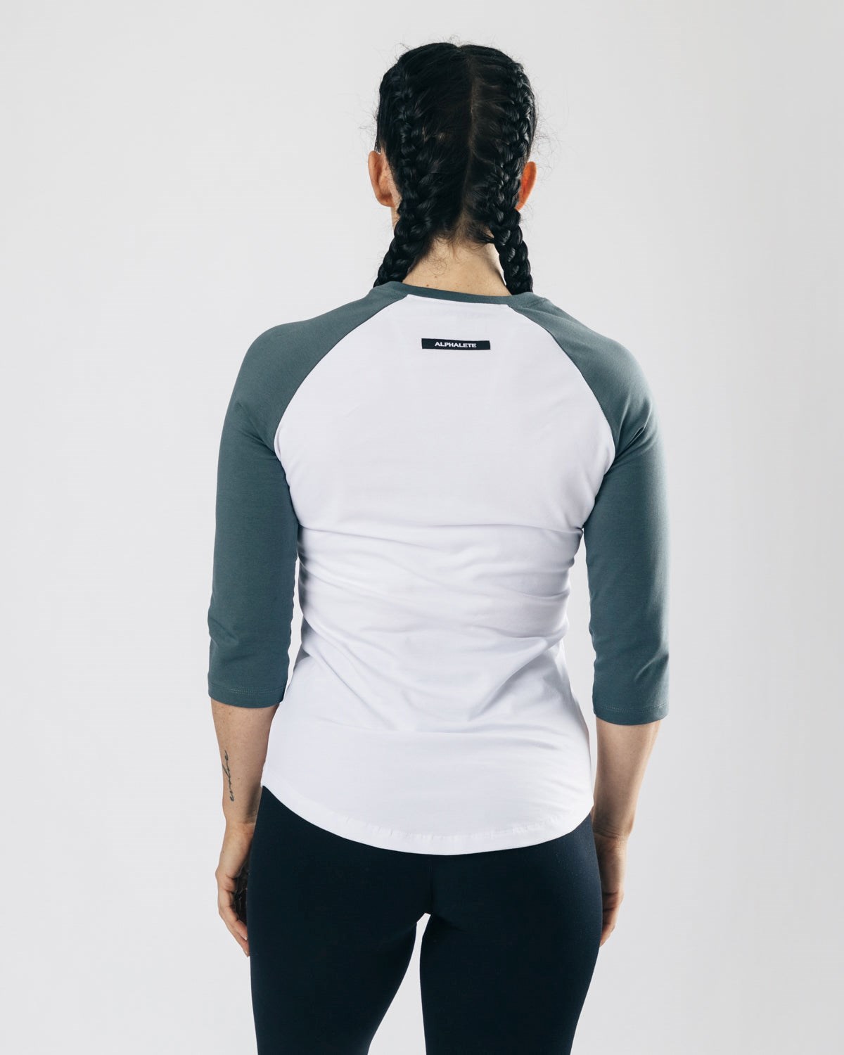 Alphalete Fitted Performance 3/4 Sleeve Blanche Bleu Femme | WJH-31480738