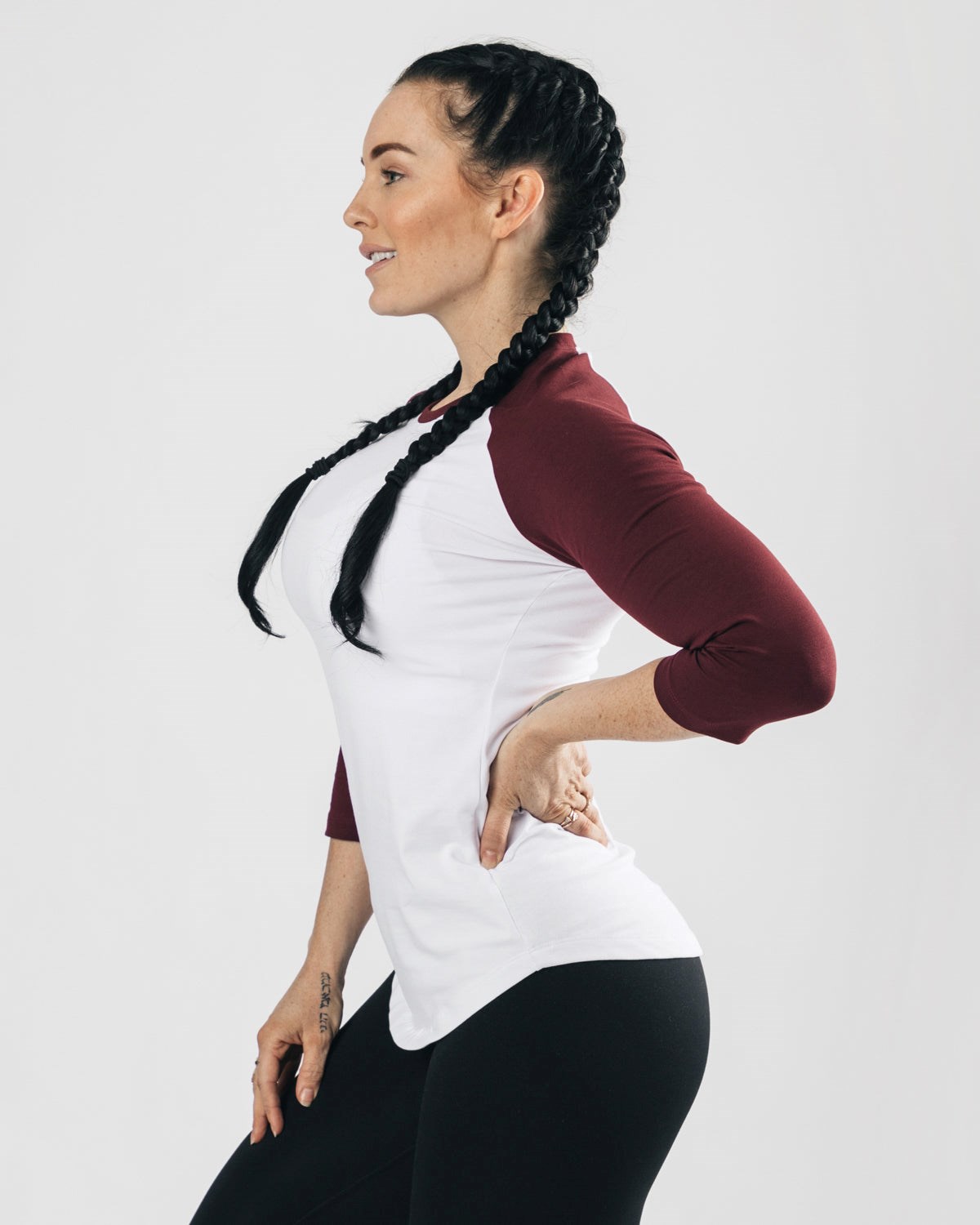 Alphalete Fitted Performance 3/4 Sleeve Blanche Bordeaux Femme | SZX-81879722