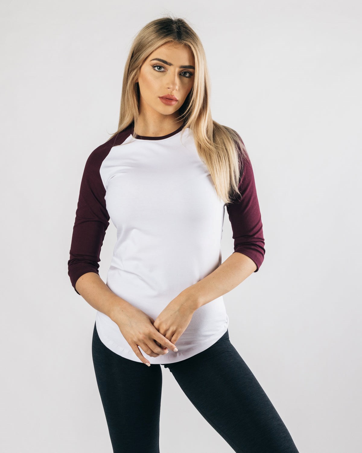 Alphalete Fitted Performance 3/4 Sleeve Blanche Noir Femme | IRW-60128623