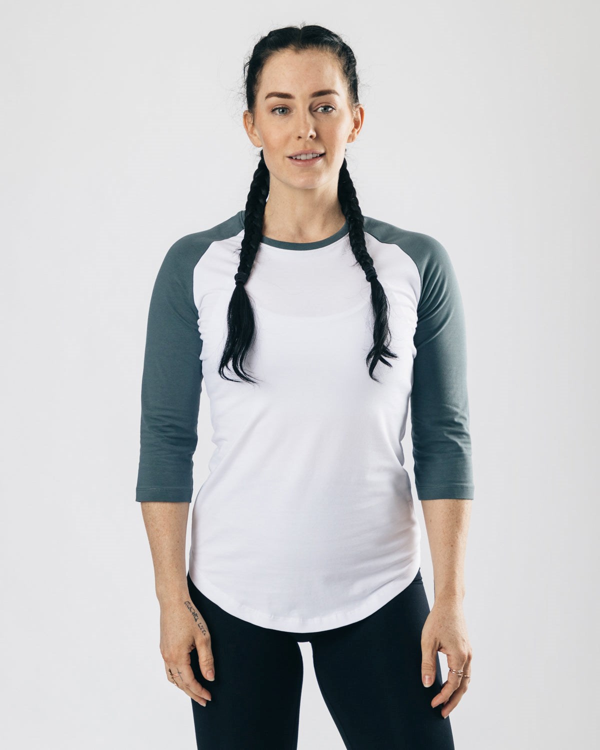 Alphalete Fitted Performance 3/4 Sleeve Blanche Bleu Femme | WJH-31480738