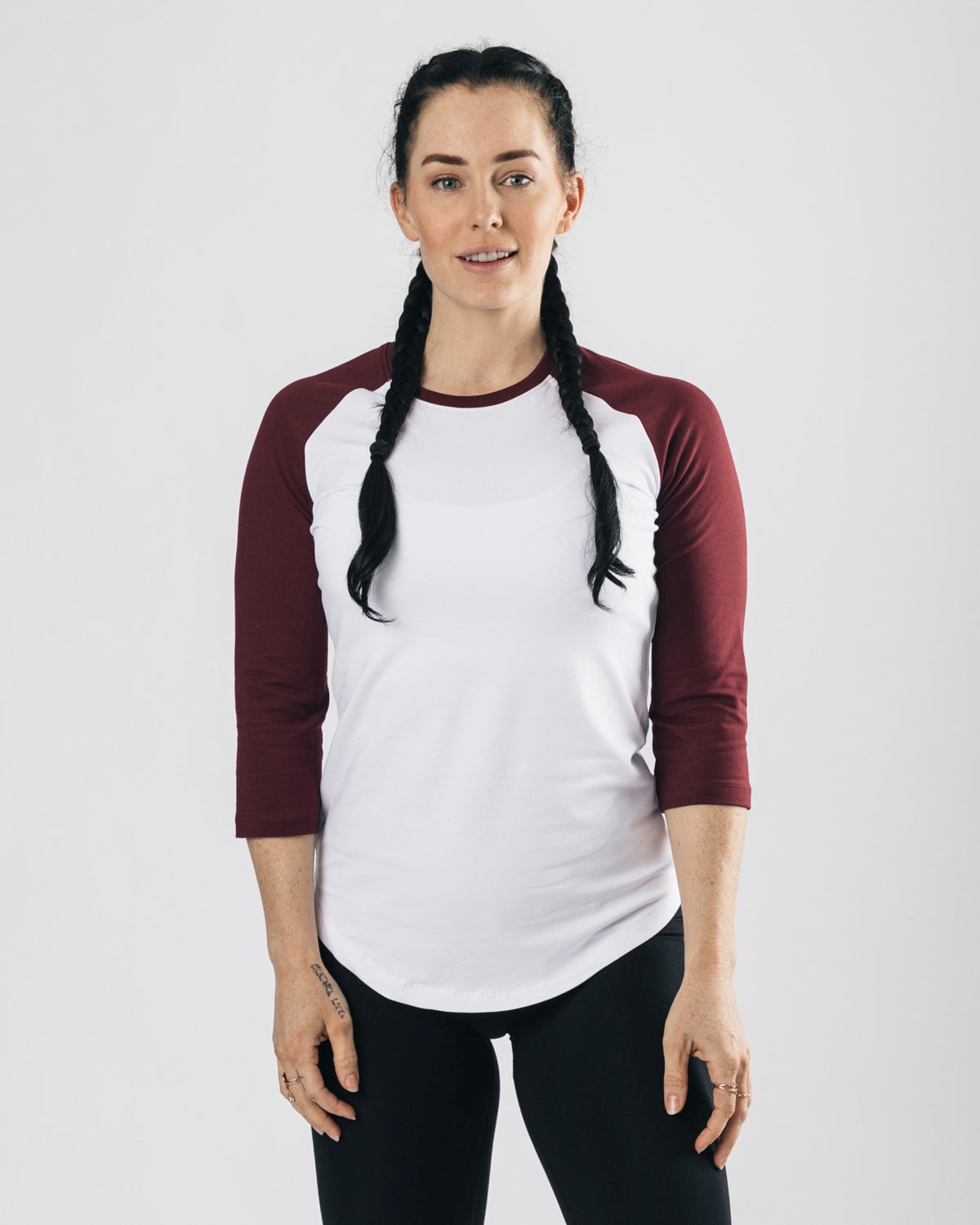 Alphalete Fitted Performance 3/4 Sleeve Blanche Bordeaux Femme | SZX-81879722