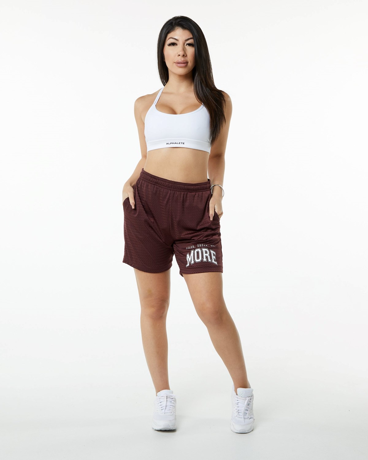 Alphalete Luxury Doublée 4-Way Stretch Mesh Corta Bordeaux Femme | AQS-78673929