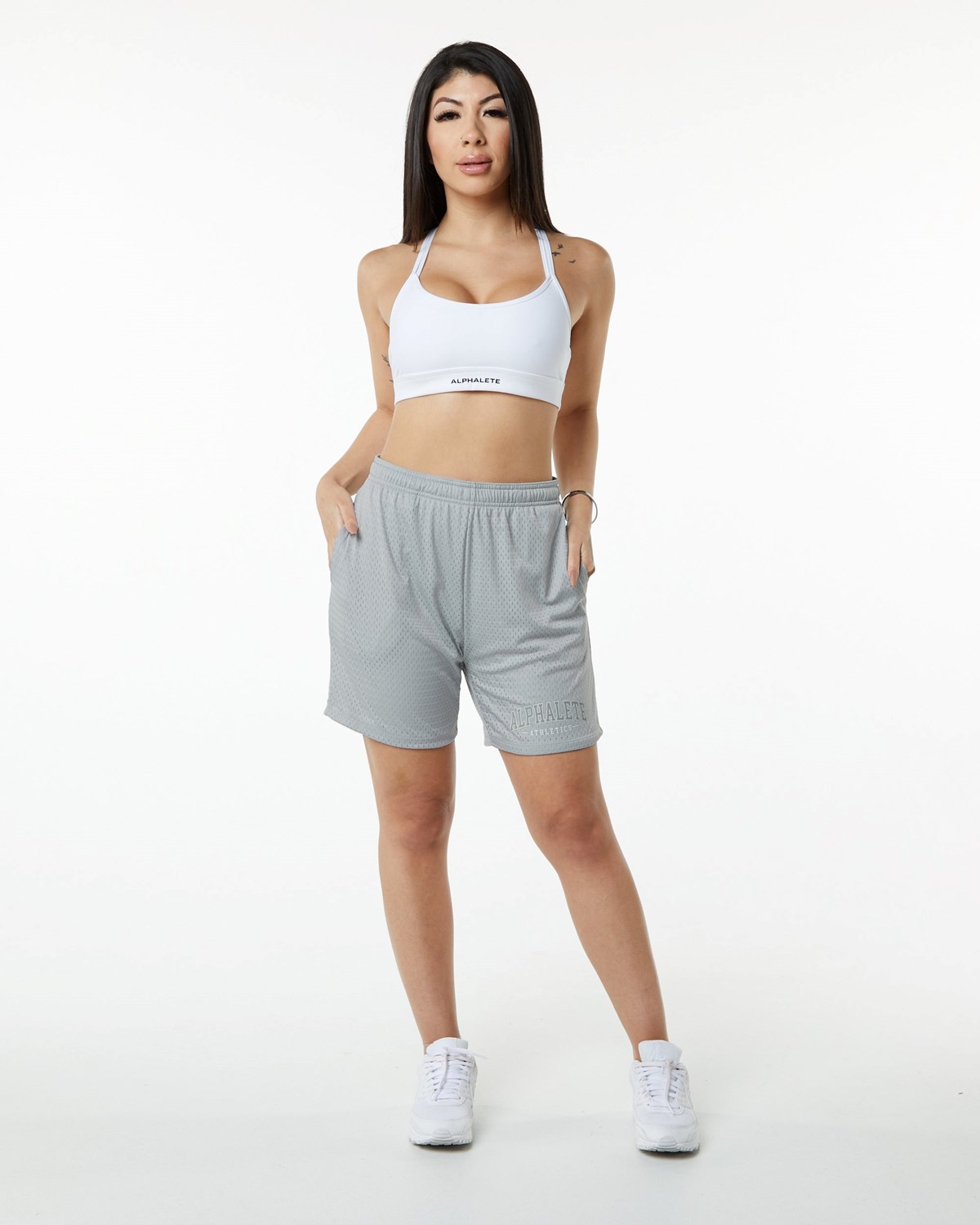 Alphalete Luxury Doublée 4-Way Stretch Mesh Corta Grise Femme | EDO-24163050