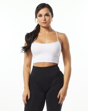 Alphalete Camisole Y-Back Crop Tank Blanche Femme | BVO-42143124