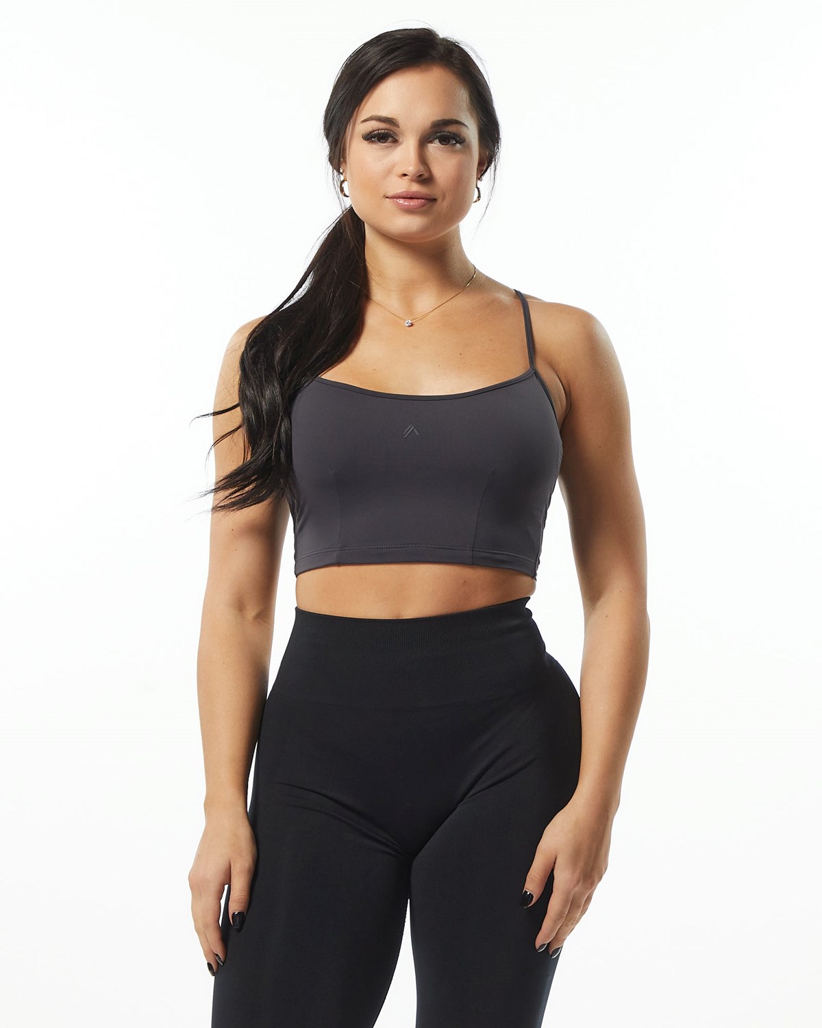 Alphalete Camisole Y-Back Crop Tank Grise Foncé Femme | NAH-27879625