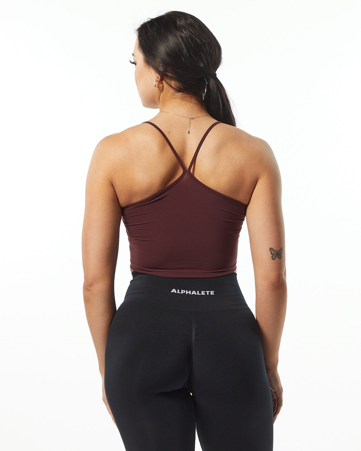 Alphalete Camisole Y-Back Crop Tank Wine Femme | COL-57052031