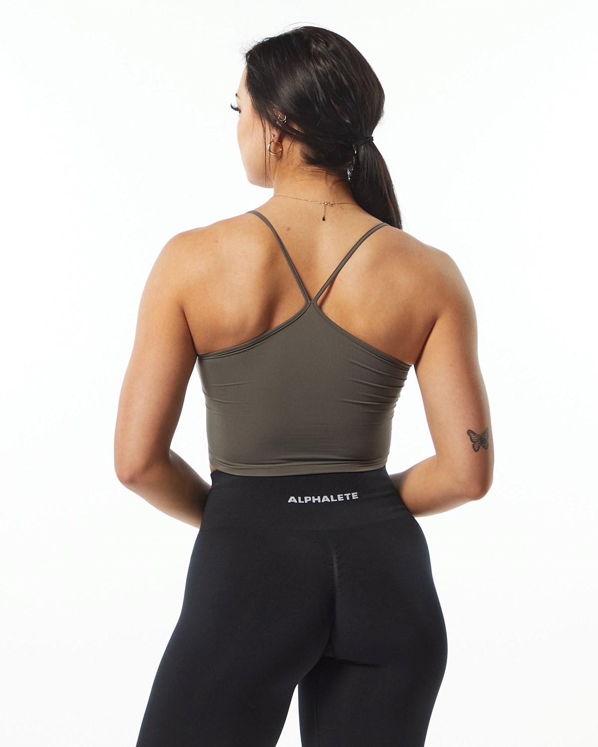 Alphalete Camisole Y-Back Crop Tank Grise Femme | GKC-12367008