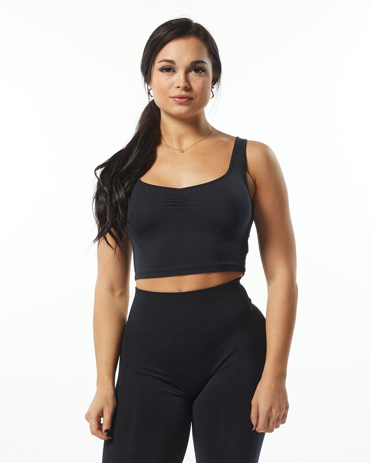 Alphalete Fitted Square Neck Tank Noir Femme | SCR-32181215