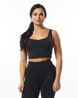 Alphalete Fitted Square Neck Tank Noir Femme | SCR-32181215