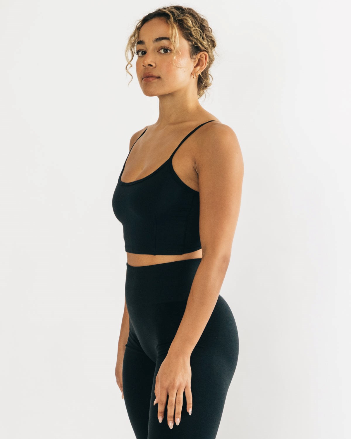 Alphalete Fitted Cropped Tank Noir Femme | MXH-41809944