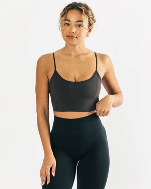 Alphalete Fitted Cropped Tank Charcoal Femme | HBM-19629078