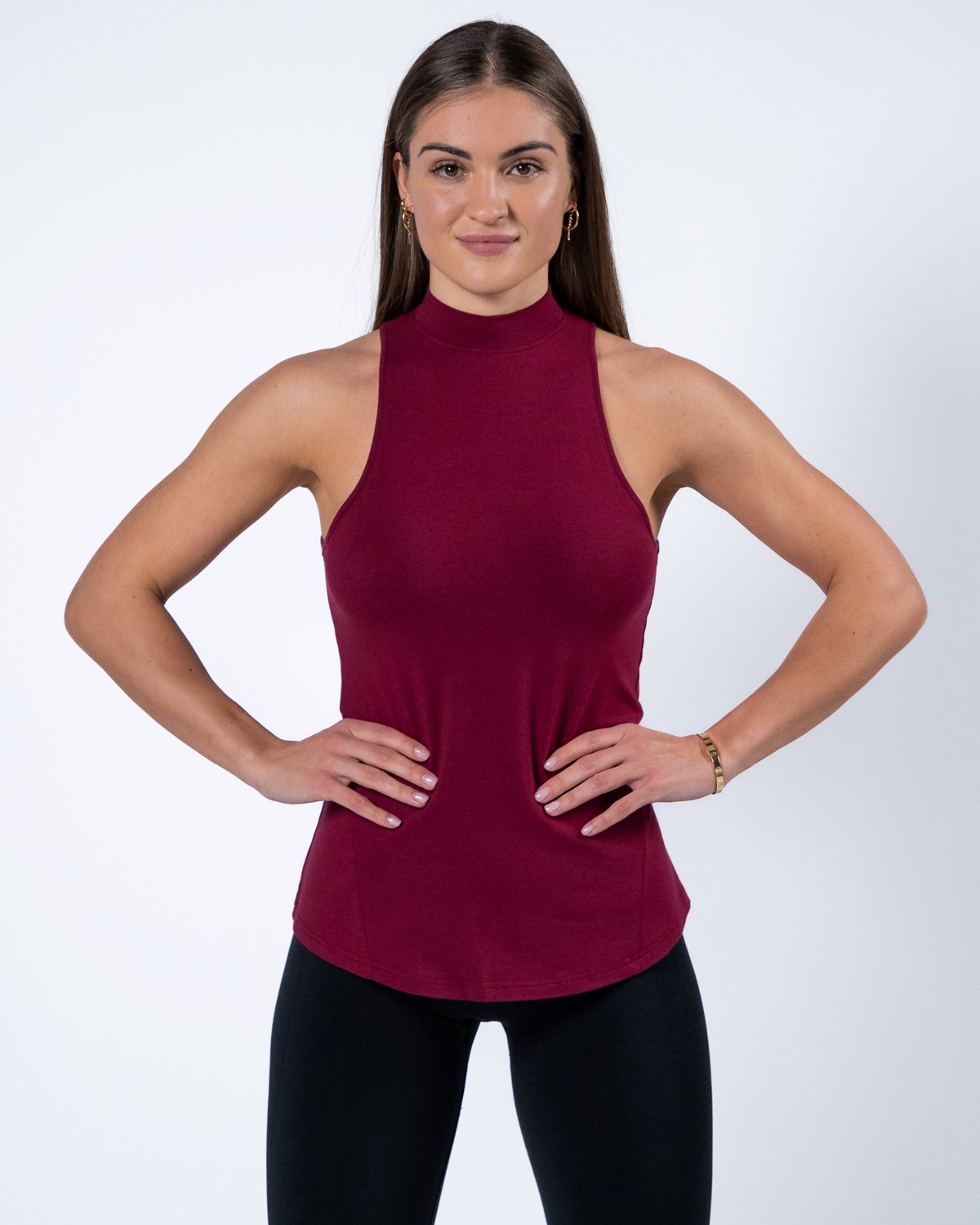 Alphalete High-Neck Premium Tank Rouge Femme | XCE-68984544