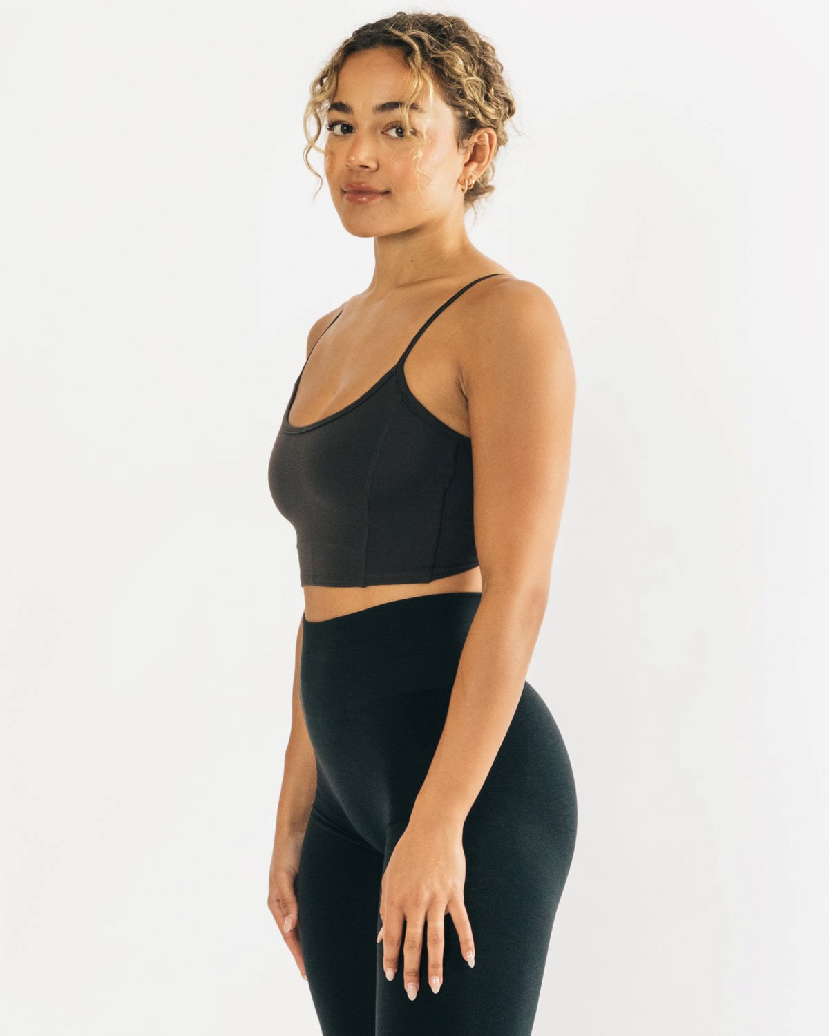 Alphalete Fitted Cropped Tank Charcoal Femme | HBM-19629078