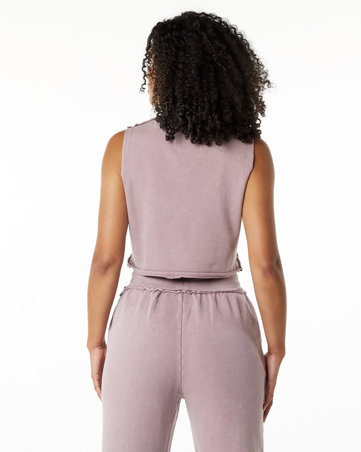 Alphalete Mid-Weight Washed Terry Crop Cutoff Rose Femme | VVC-73612269