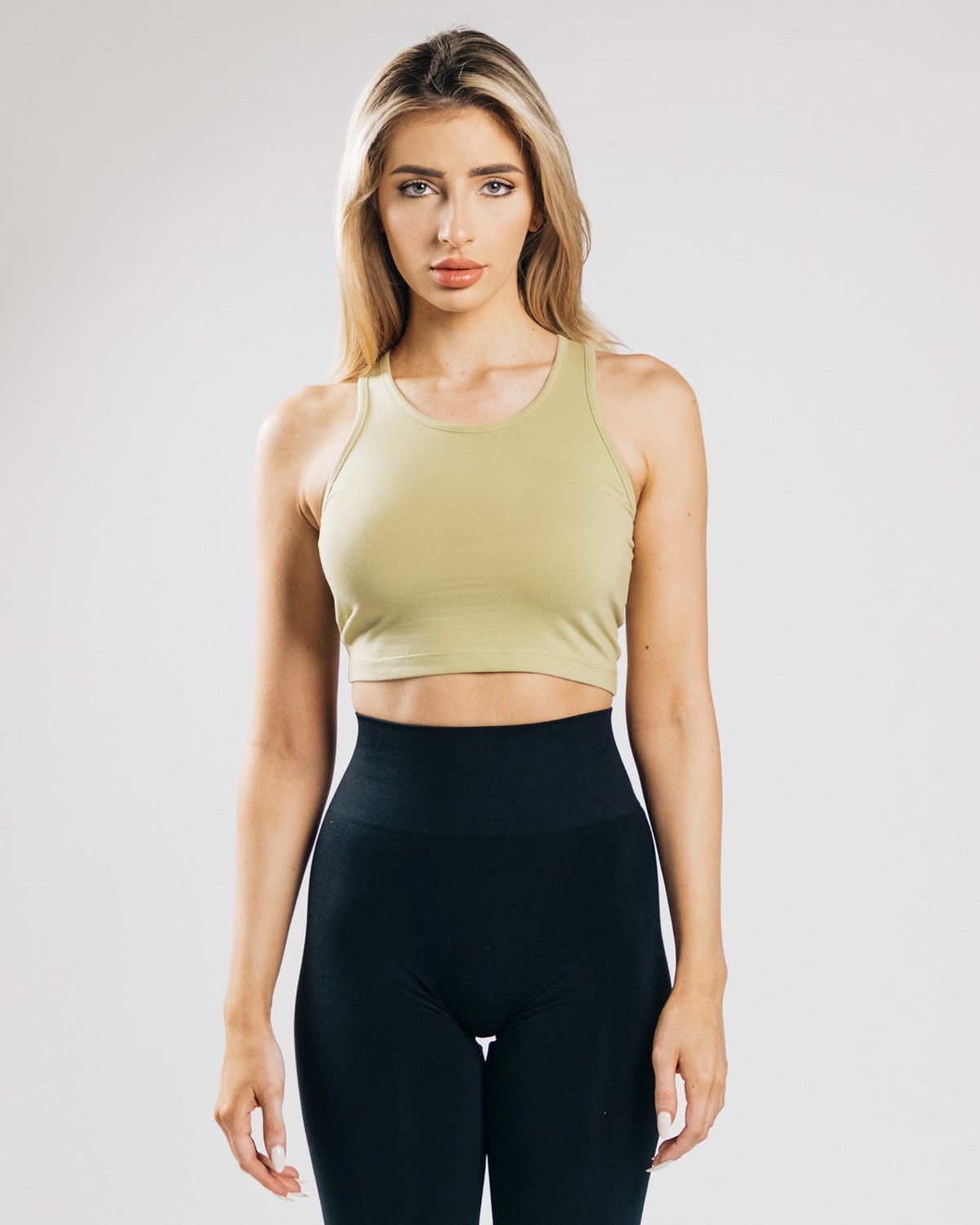 Alphalete Fitted Performance Crop Tank Vert Olive Clair Femme | GKU-95964650