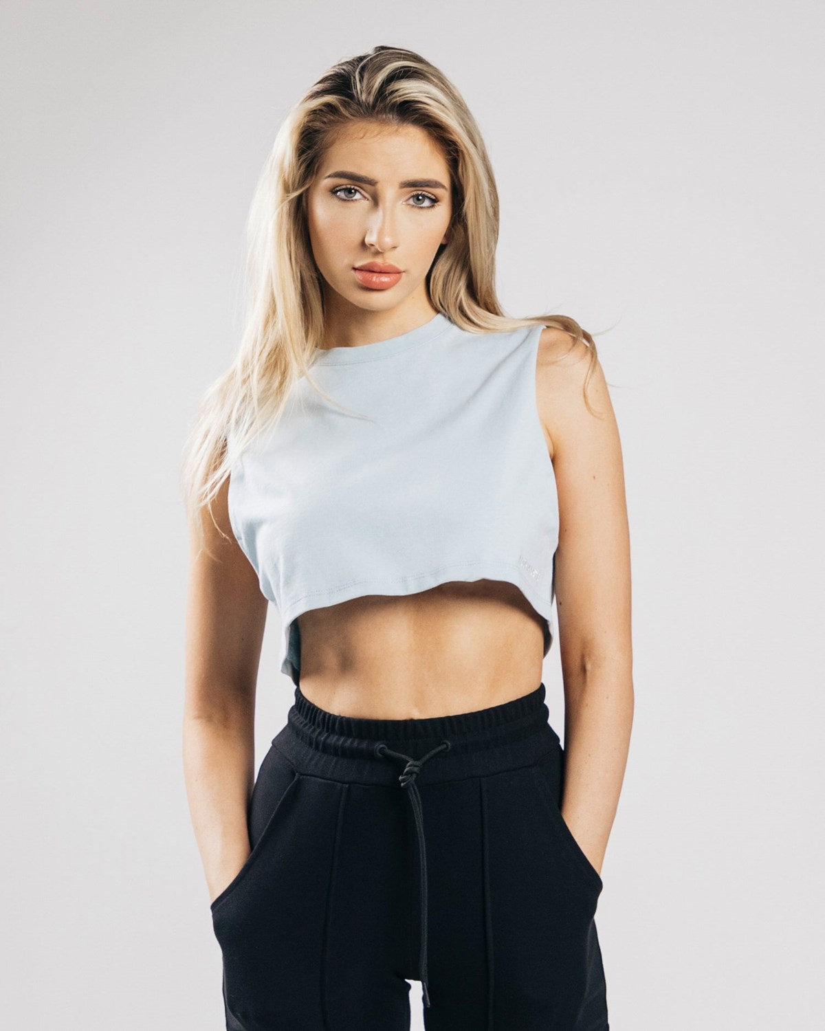 Alphalete Heavy Coton Cropped Cutoff Bleu Femme | QAG-54694595