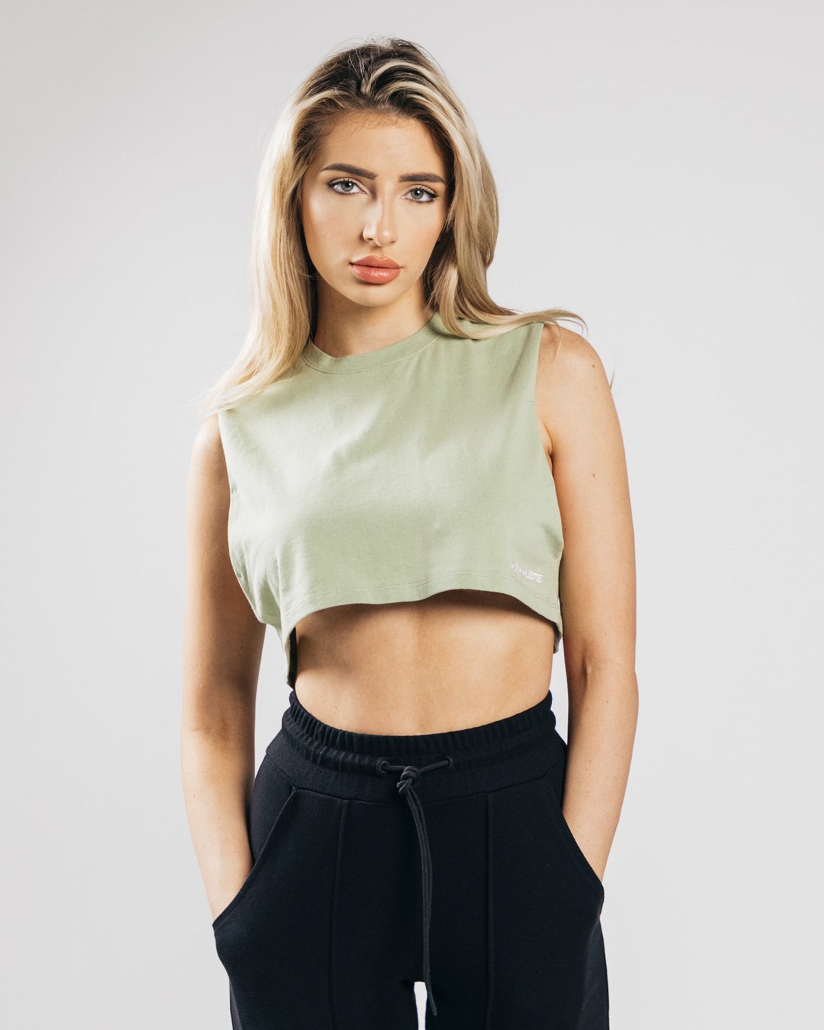 Alphalete Heavy Coton Cropped Cutoff Matcha Femme | JAP-81444013