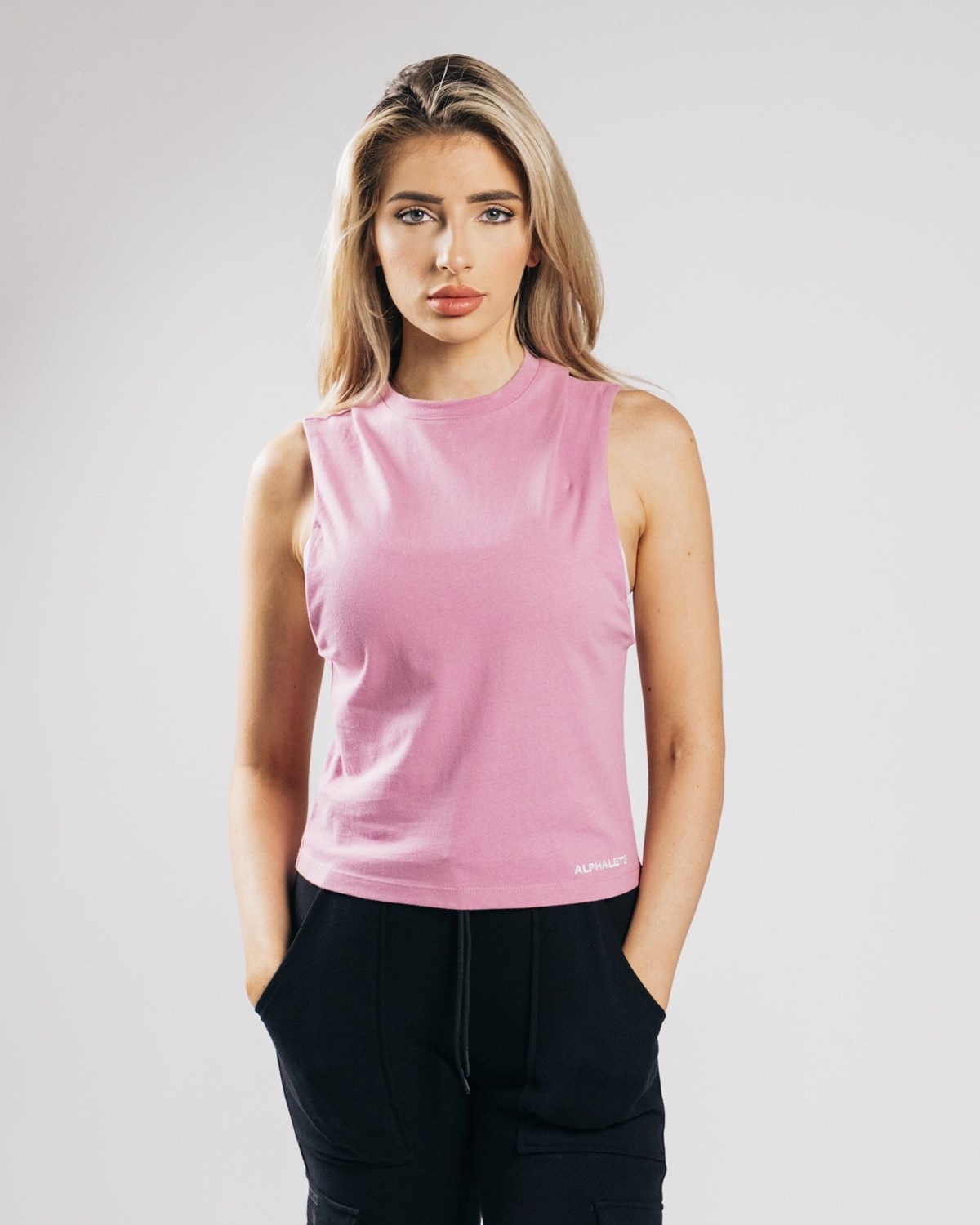 Alphalete Heavy Coton Cutoff Rose Femme | JTQ-31903238