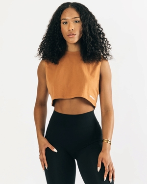 Alphalete Heavy Coton Cropped Cutoff Clay Femme | WCI-84395429