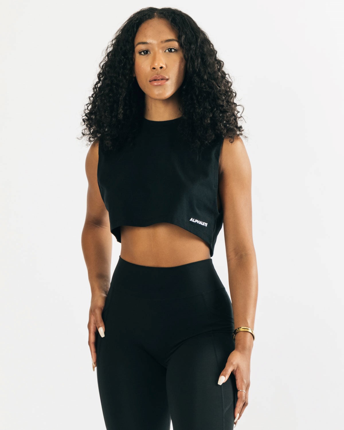 Alphalete Heavy Coton Cropped Cutoff Noir Femme | XCY-74127207