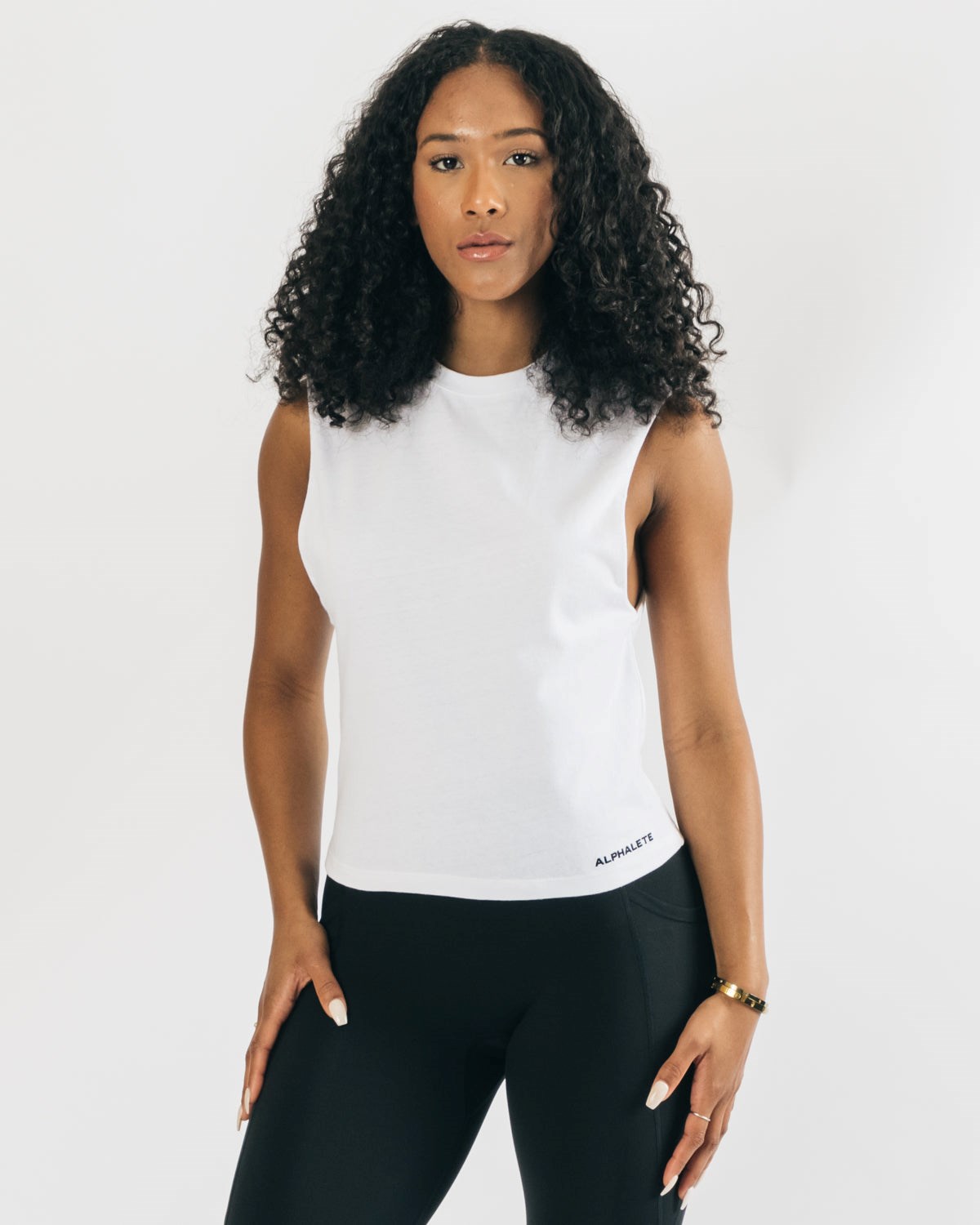 Alphalete Heavy Coton Cutoff Blanche Femme | TBB-26588517