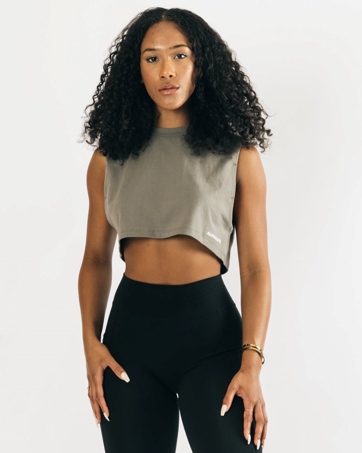 Alphalete Heavy Coton Cropped Cutoff Concrete Femme | VVP-67836317