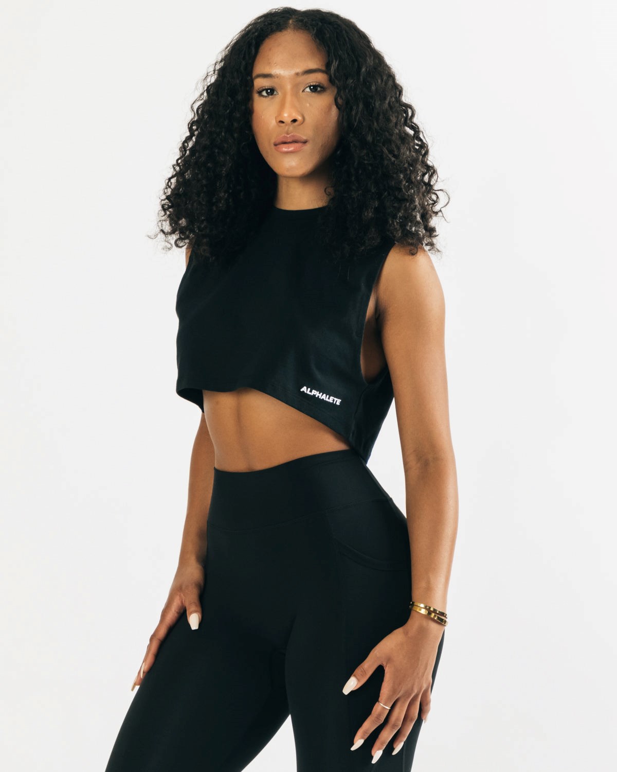 Alphalete Heavy Coton Cropped Cutoff Noir Femme | XCY-74127207