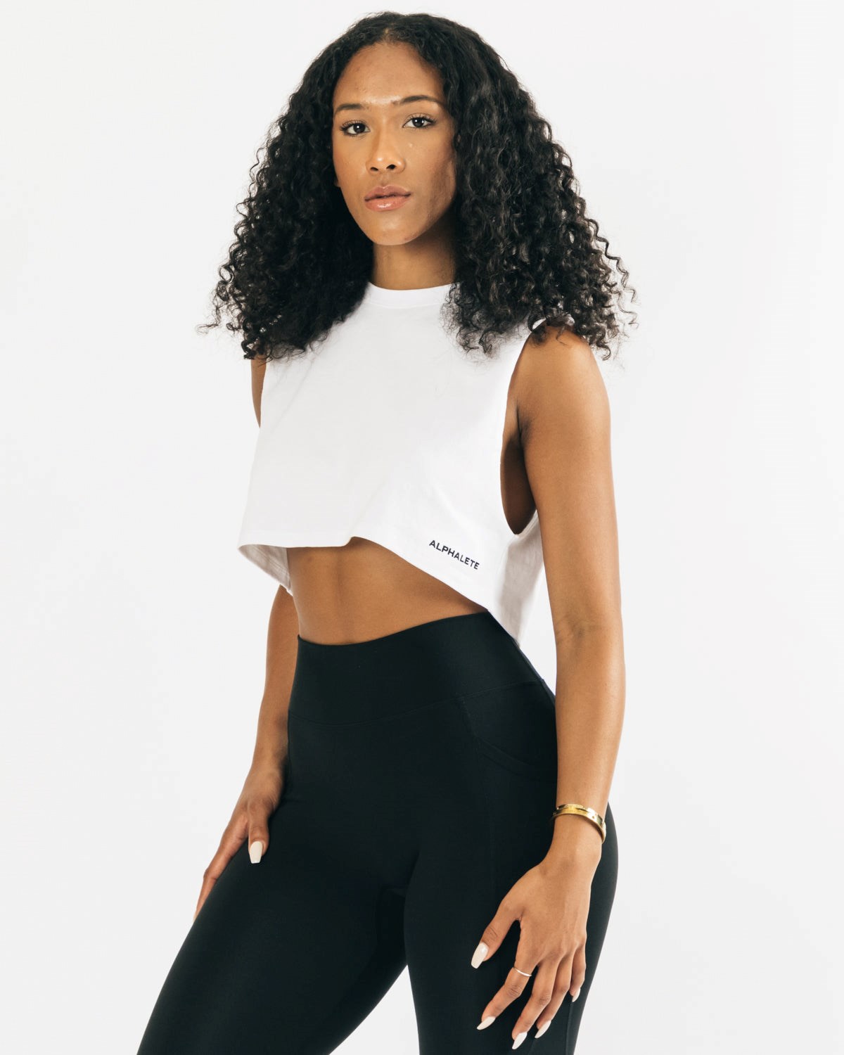 Alphalete Heavy Coton Cropped Cutoff Blanche Femme | PKE-36333944