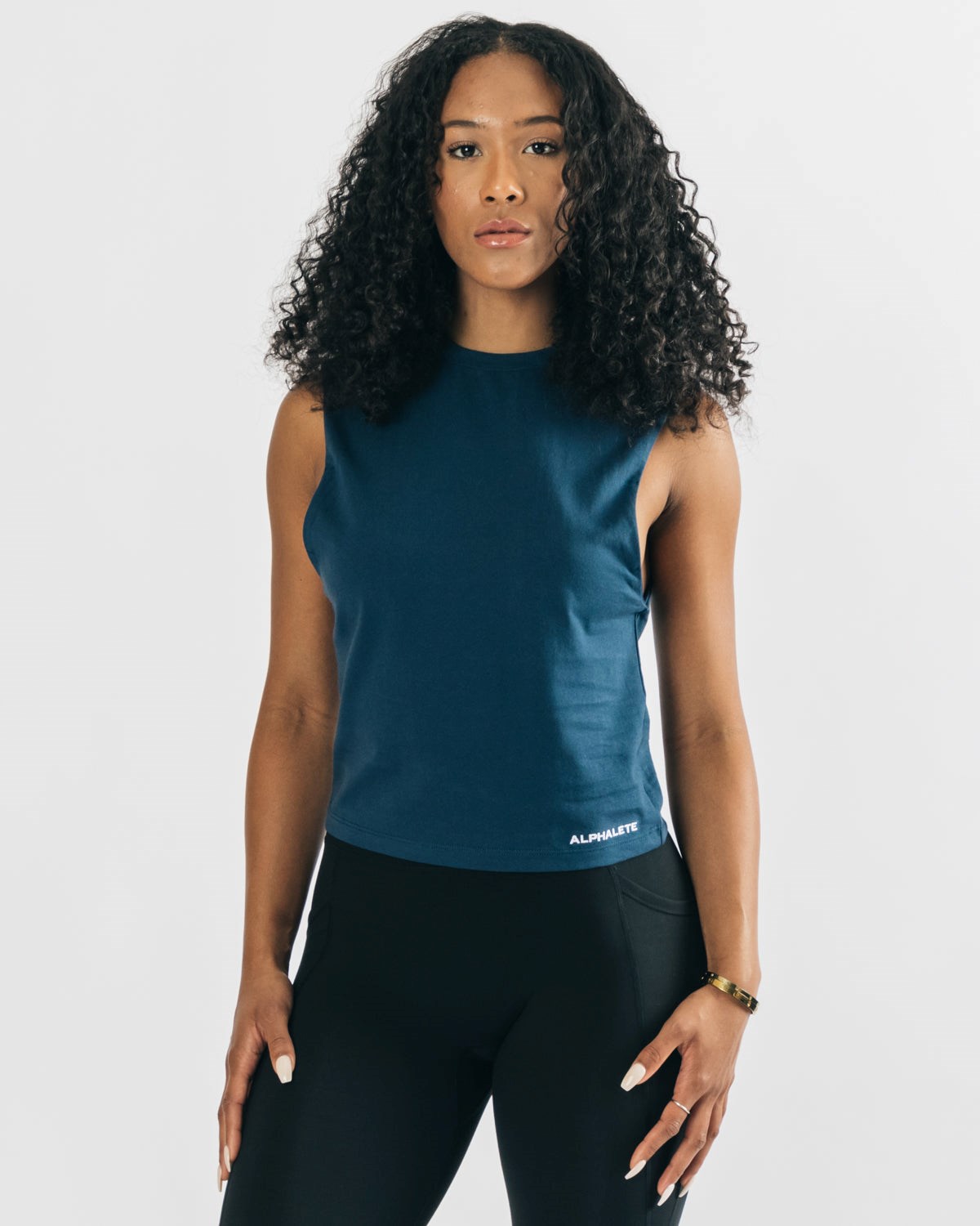 Alphalete Heavy Coton Cutoff Bleu Marine Femme | ROL-58977496