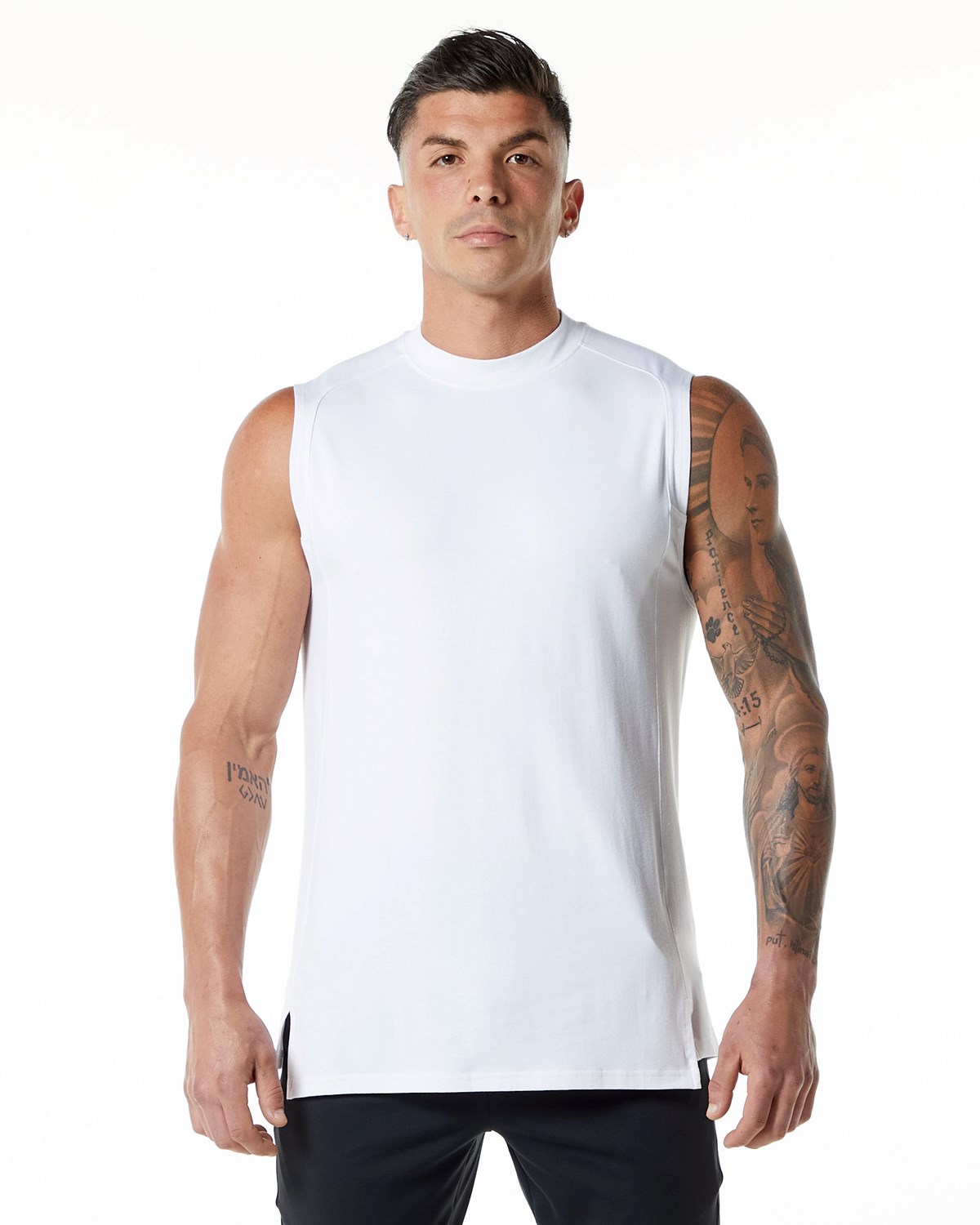 Alphalete High-Neck Premium Tank Blanche Homme | TME-24486567