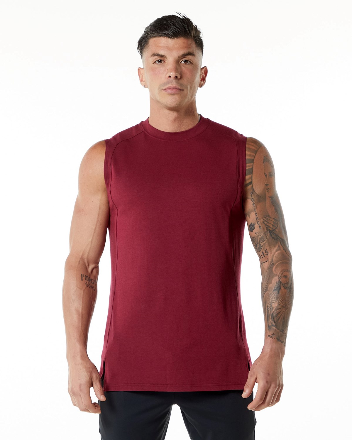 Alphalete High-Neck Premium Tank Rouge Homme | KYI-35064763