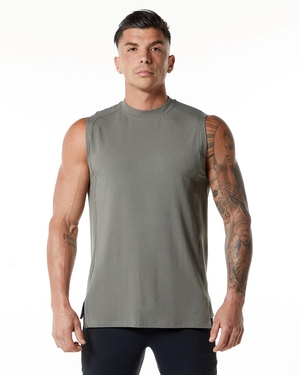 Alphalete High-Neck Premium Tank Grise Homme | KON-73060662