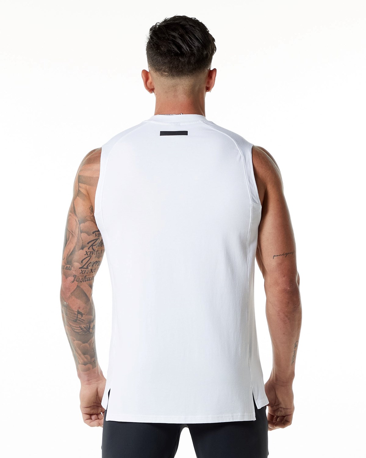 Alphalete High-Neck Premium Tank Blanche Homme | TME-24486567