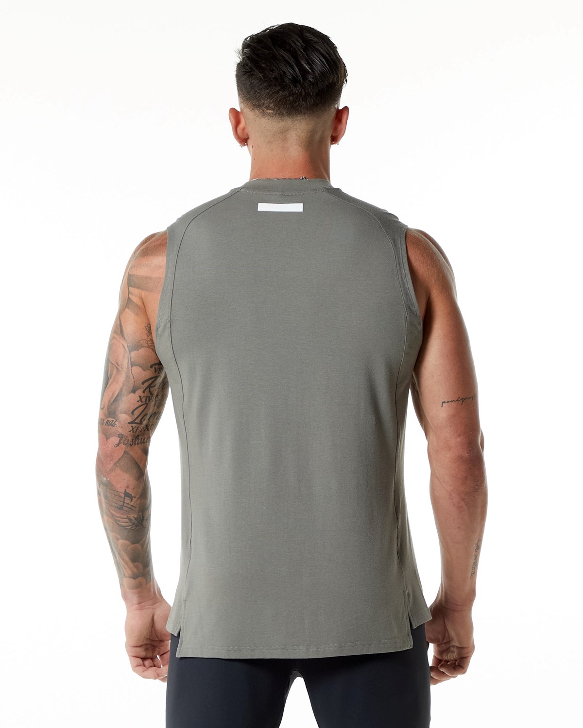 Alphalete High-Neck Premium Tank Grise Homme | KON-73060662