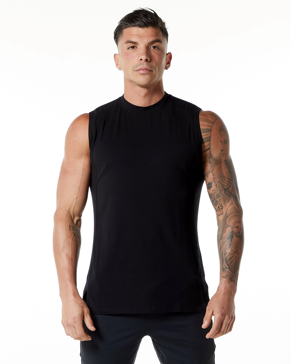 Alphalete High-Neck Premium Tank Noir Homme | RBM-08498822