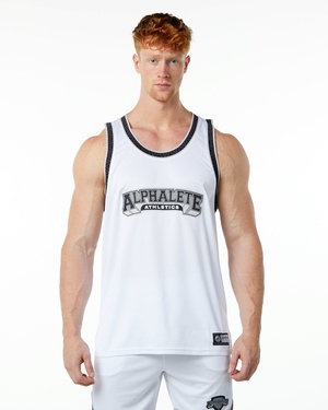 Alphalete Relaxed Fit Jersey Blanche Homme | NHD-67855036