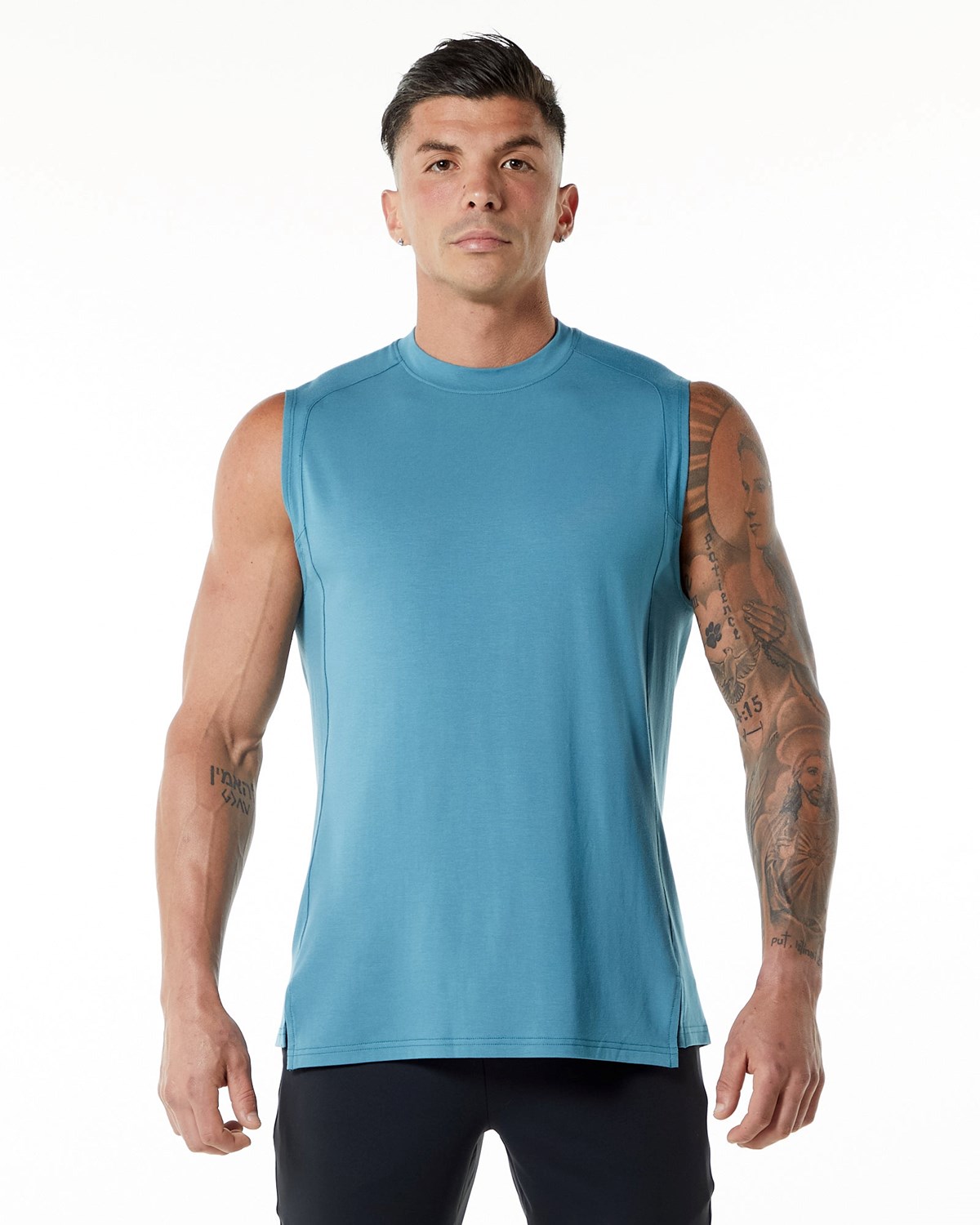 Alphalete High-Neck Premium Tank Bleu Homme | IGL-38598837