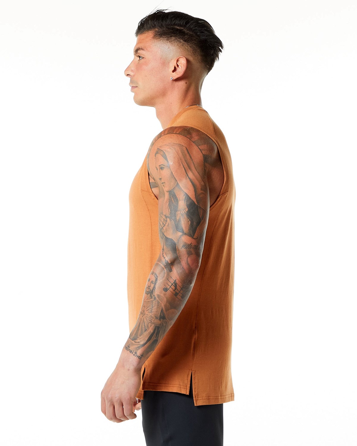 Alphalete High-Neck Premium Tank Camel Homme | RRI-68428237