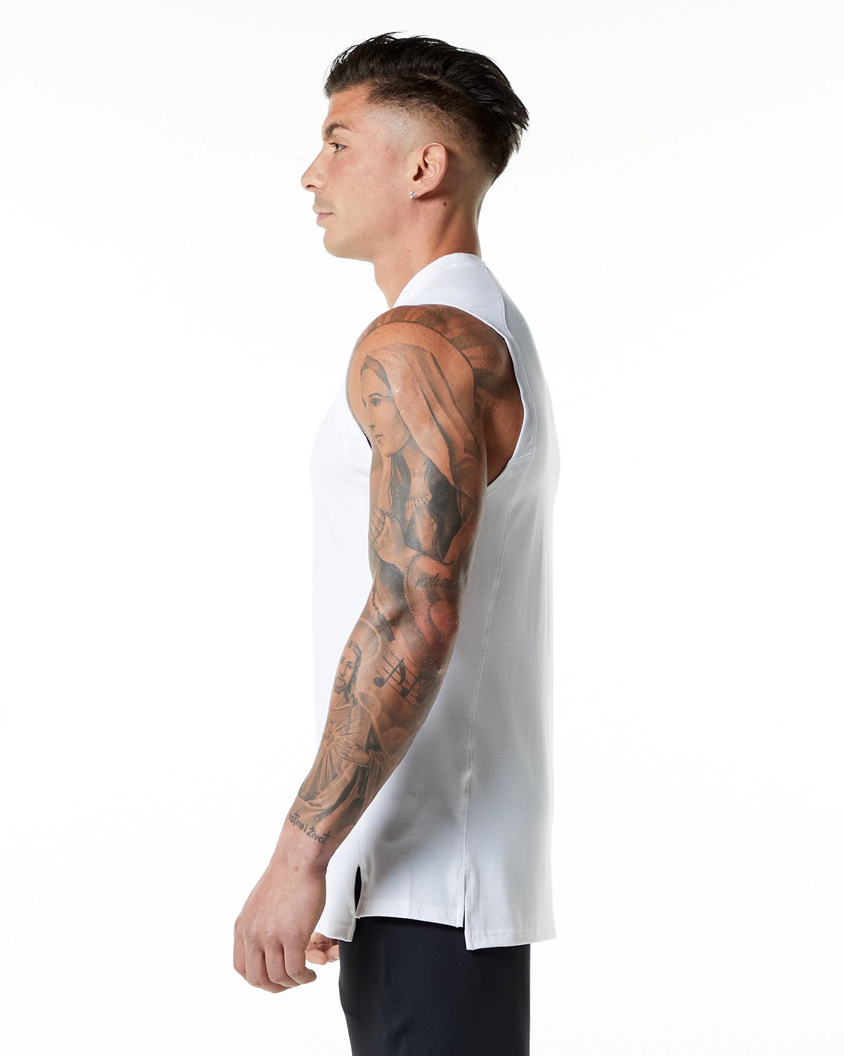 Alphalete High-Neck Premium Tank Blanche Homme | TME-24486567