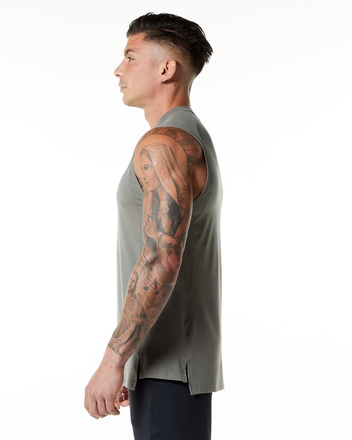 Alphalete High-Neck Premium Tank Grise Homme | KON-73060662