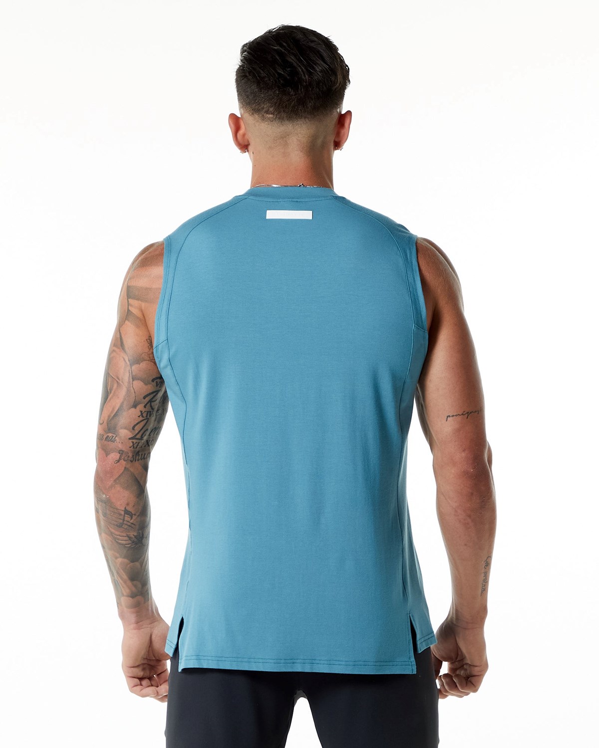 Alphalete High-Neck Premium Tank Bleu Homme | IGL-38598837