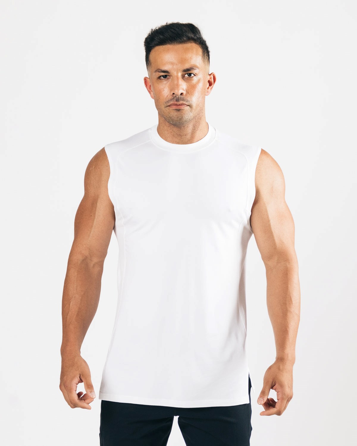 Alphalete High-Neck Premium Cutoff Blanche Homme | EWI-13644493