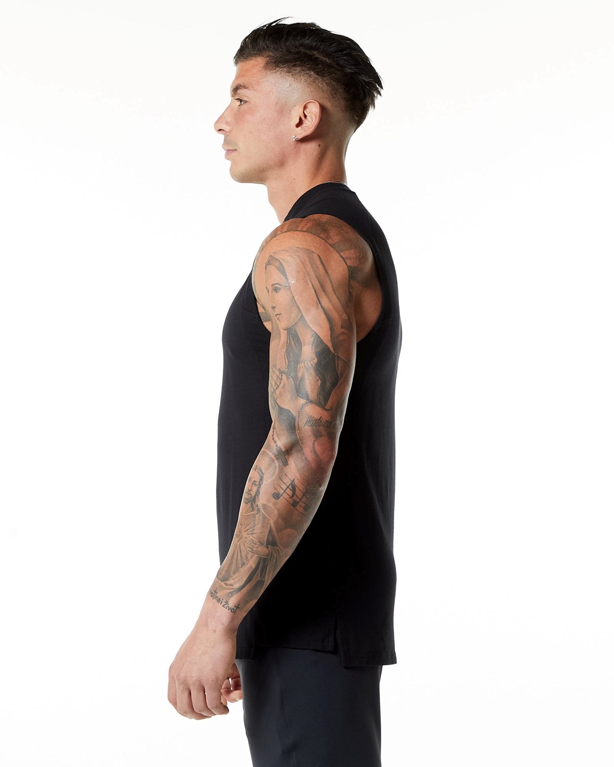 Alphalete High-Neck Premium Tank Noir Homme | RBM-08498822