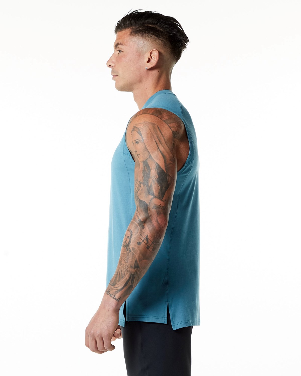 Alphalete High-Neck Premium Tank Bleu Homme | IGL-38598837