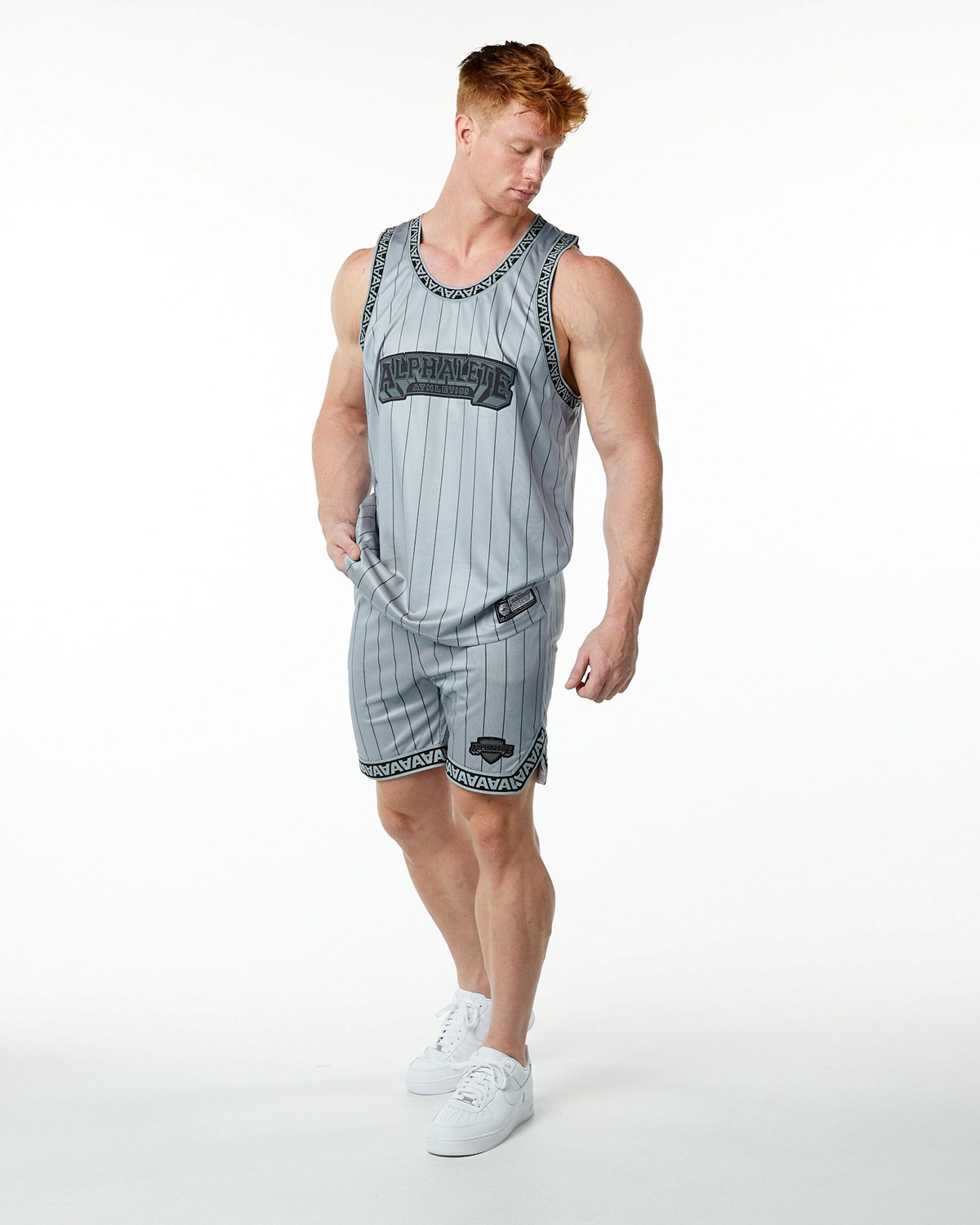 Alphalete Relaxed Fit Jersey Grise Homme | OJI-82390132