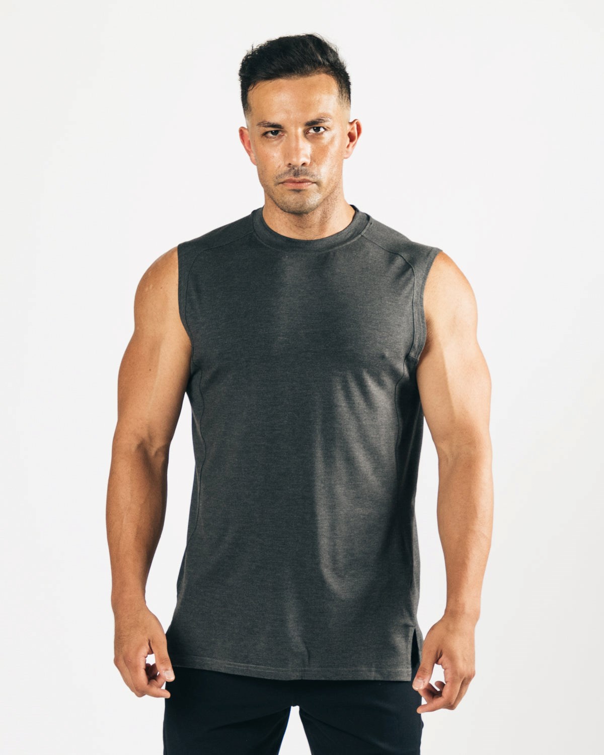 Alphalete High-Neck Premium Cutoff Noir Homme | YYK-06625878