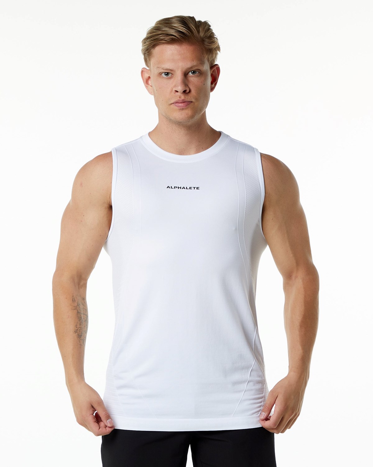 Alphalete High Performance Seamless Tank Blanche Homme | OTC-83293604