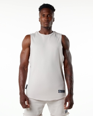 Alphalete Mid-Weight Washed Terry Cutoff Moonstone Homme | SVW-17569525