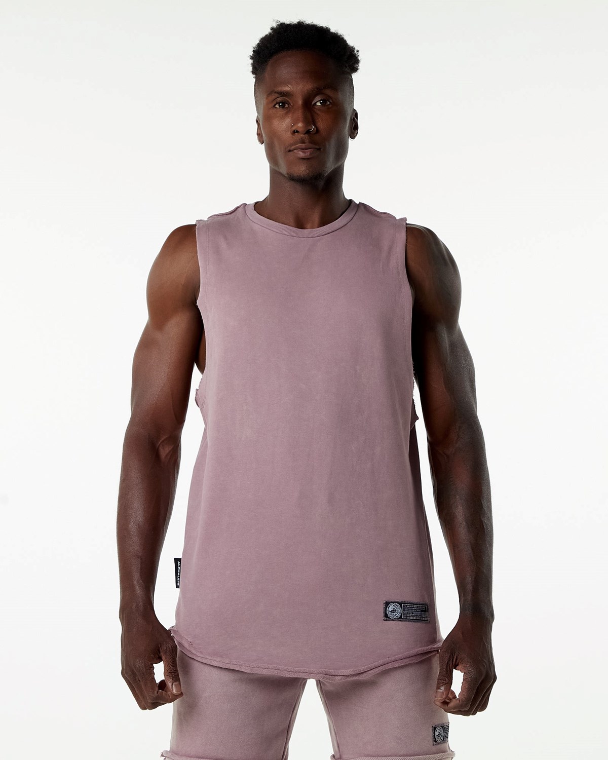 Alphalete Mid-Weight Washed Terry Cutoff Rose Homme | PMR-81291668