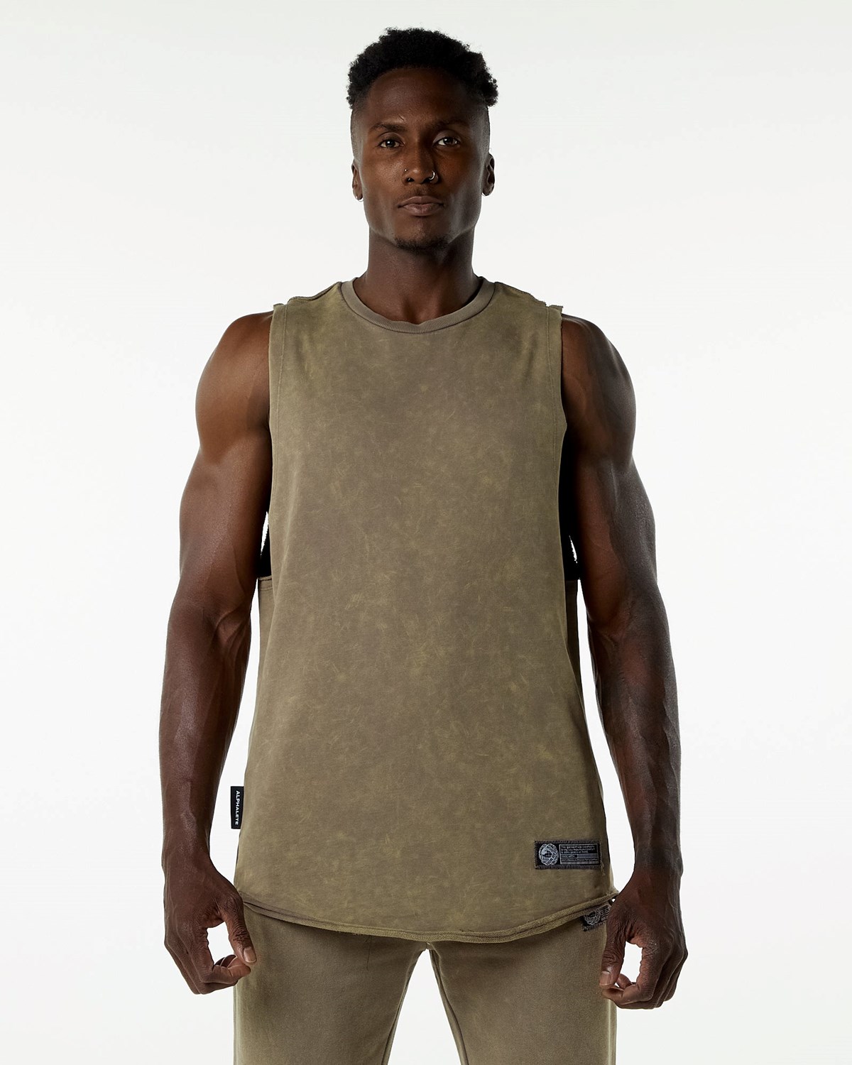 Alphalete Mid-Weight Washed Terry Cutoff Smokey Quartz Homme | VHK-21503595